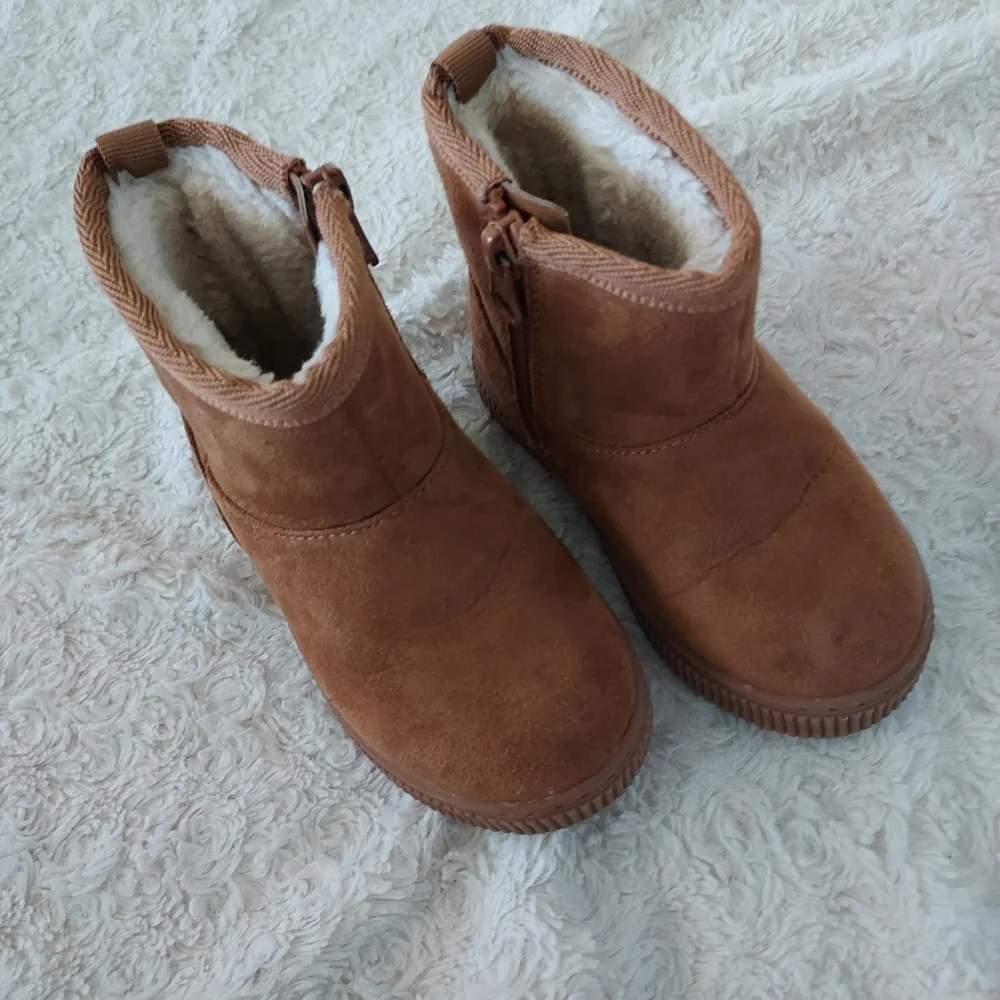 Cat & Jack Brown Suede Sherpa Kids' Ankle Boots Toddler 6 Winter Cool Weather